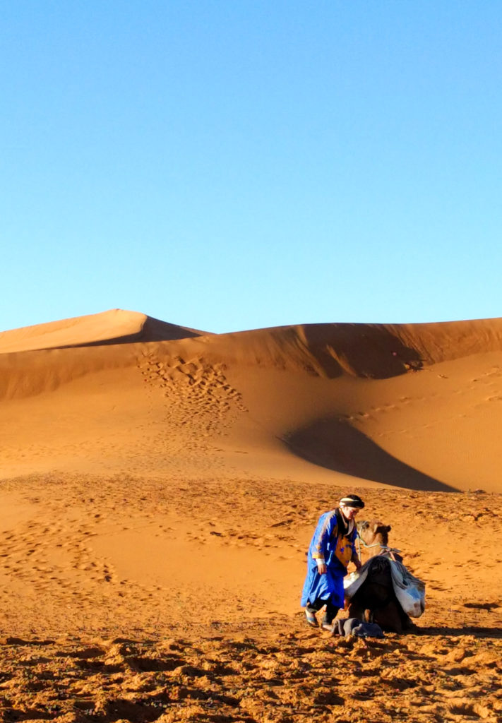 Berber tending to camel