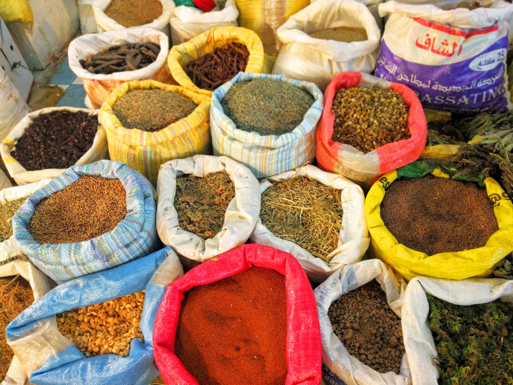 Bags of spices in Morocco