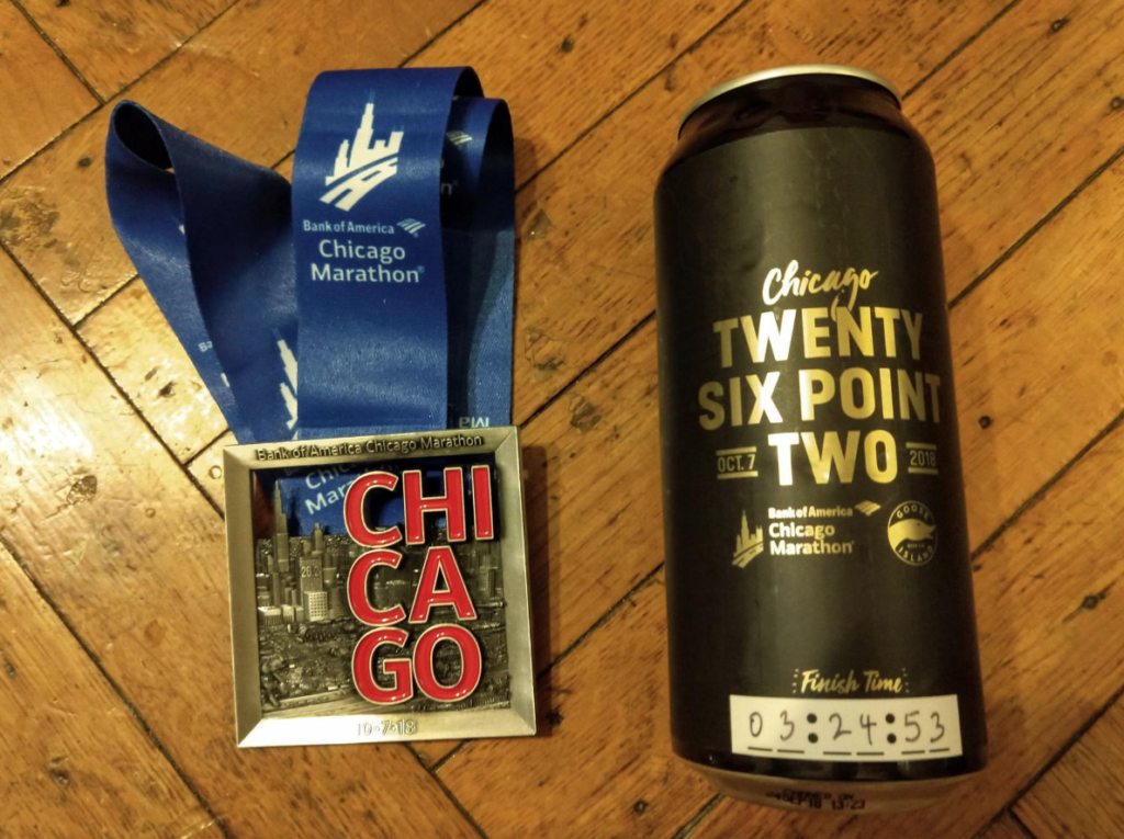 Chicago Marathon Beer Can and Medal